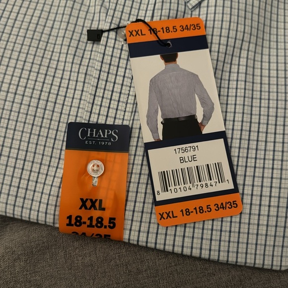 Chaps XXL Blue checked button down , nwt! - Picture 2 of 3